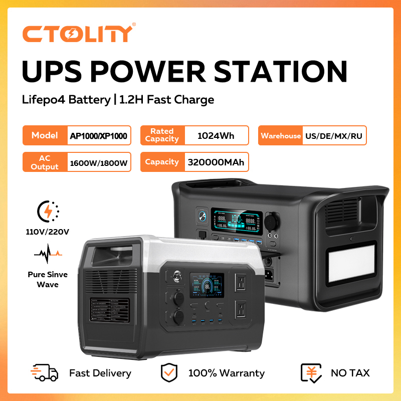 Outdoor Power Station - CTOLITY 1800W Portable Power Station 1024Wh