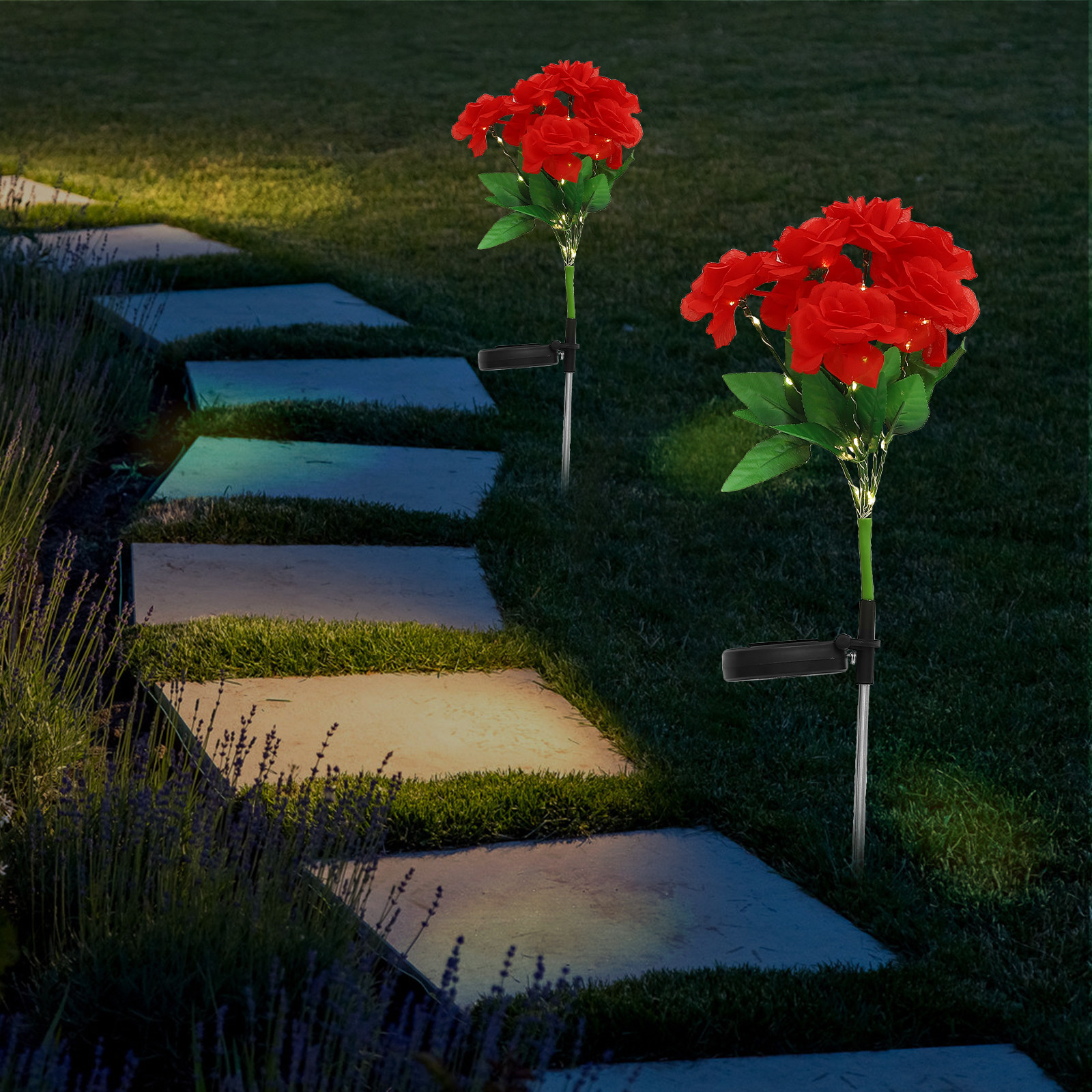 Solar Powered 7-Head Rose Flow - Outdoor Yard Power Stake reseña y precio