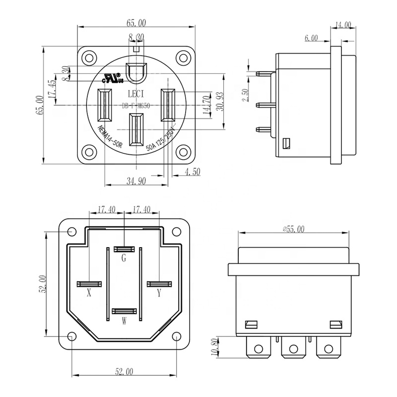 NEMA 14-50R Receptacle 50 Amp  - Outdoor Power Inlet Box reseña y precio