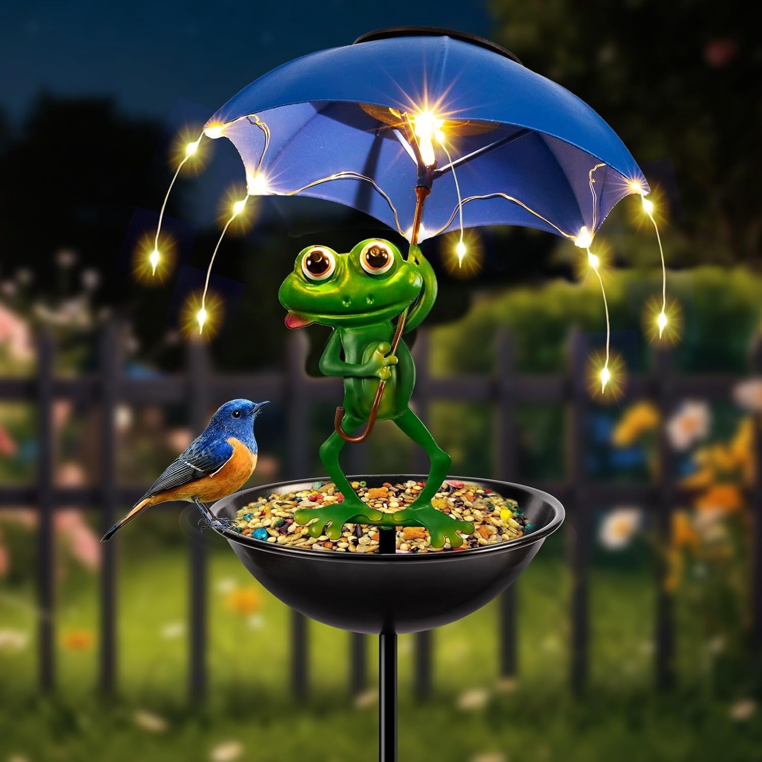 Solar-Powered Bird Feeder Ligh - Outdoor Yard Power Stake reseña y precio