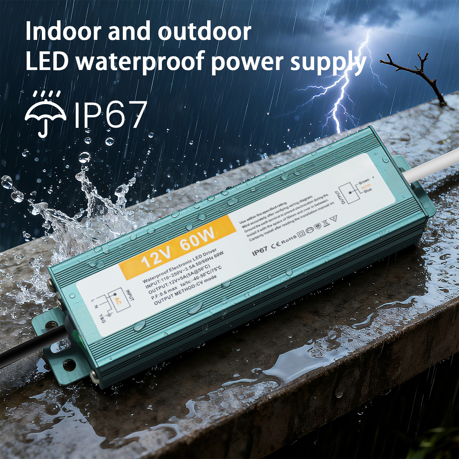 AC/DC Waterproof LED Power Sup - Outdoor Power Transformer reseña y precio