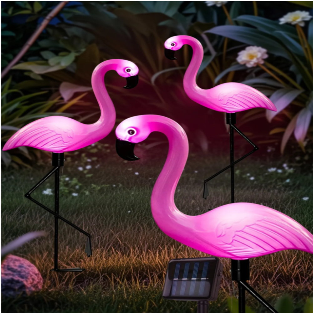 3Pcs Solar Powered Flamingo Gr - Outdoor Yard Power Stake reseña y precio