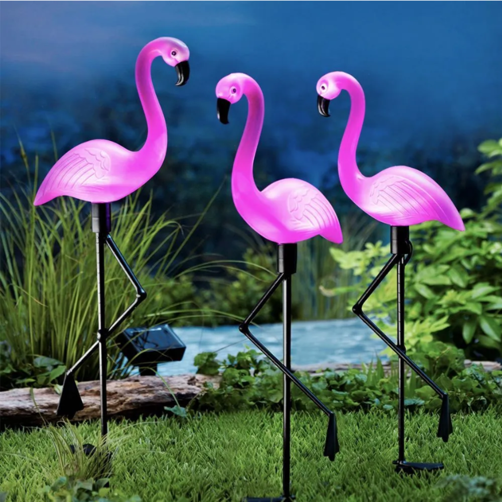 3Pcs Solar Powered Flamingo Gr - Outdoor Yard Power Stake reseña y precio