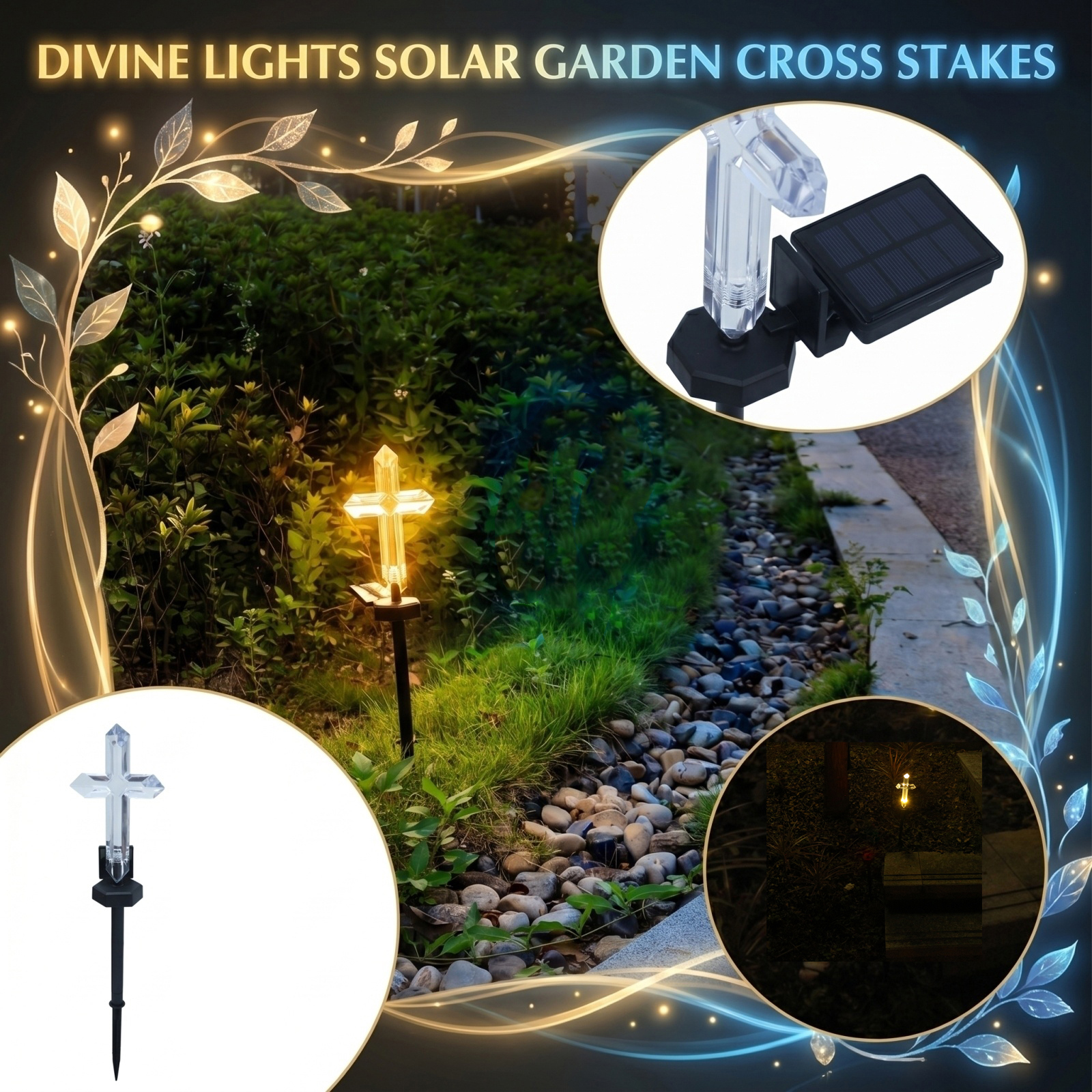 Solar-powered Cross Garden Sta - Outdoor Yard Power Stake reseña y precio