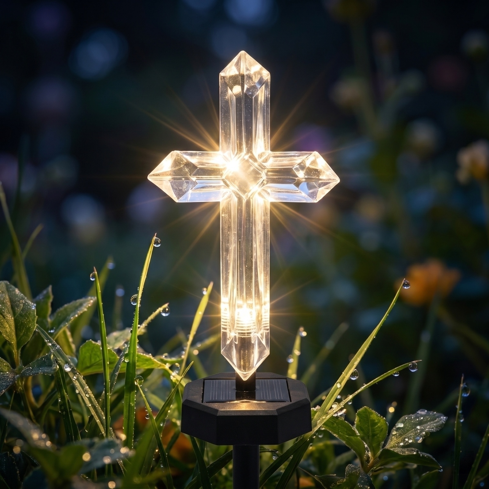 Solar-powered Cross Garden Sta - Outdoor Yard Power Stake reseña y precio