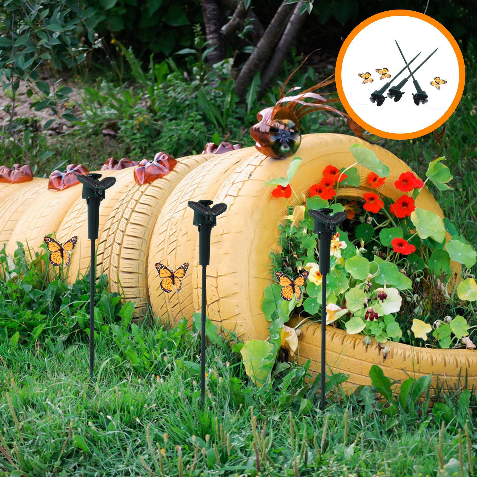 3Pcs Solar Powered Garden Stak - Outdoor Yard Power Stake reseña y precio
