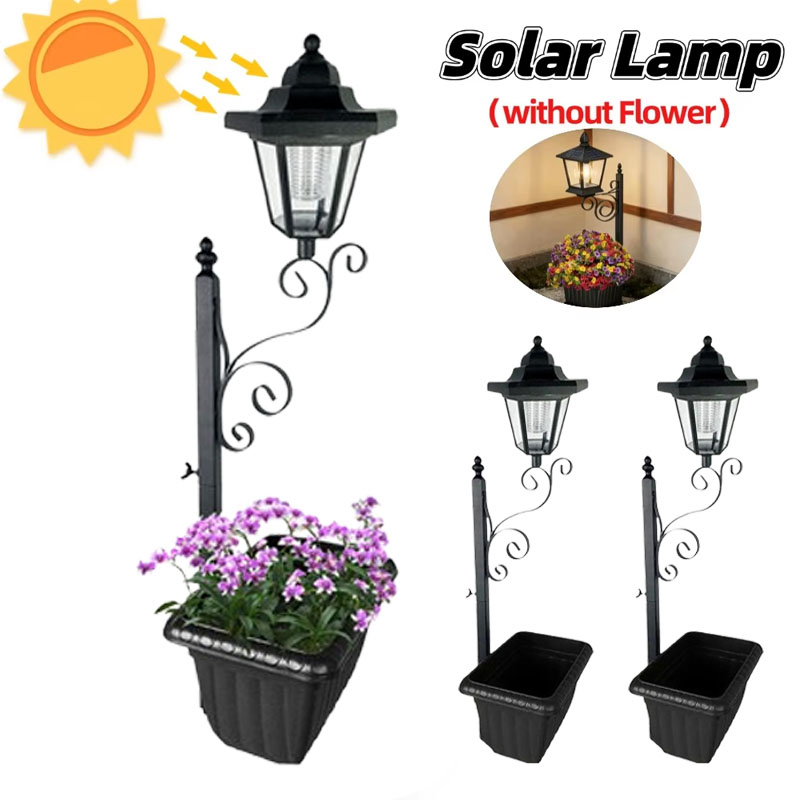 Solar Powered Lamppost Planter - Outdoor Yard Power Stake reseña y precio