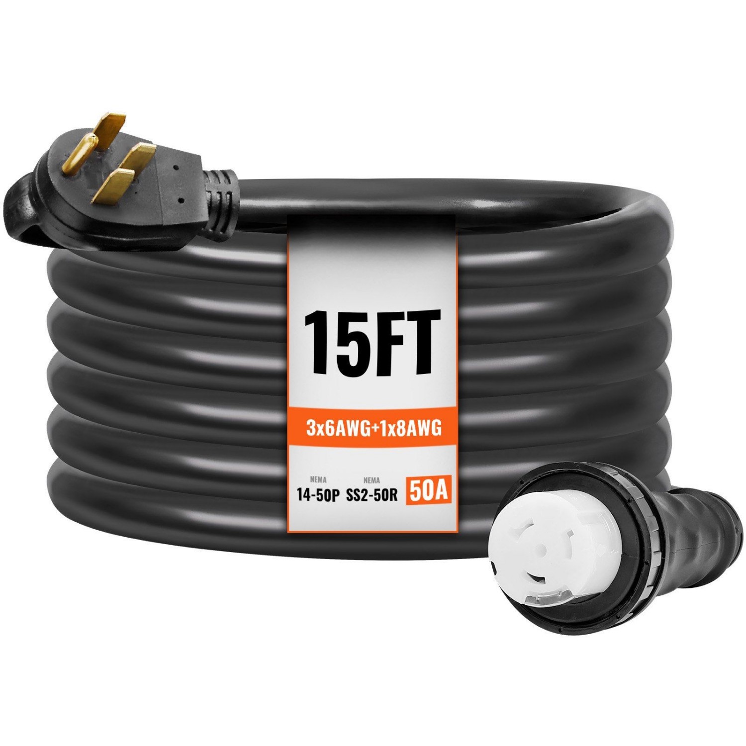 50A 15FT Generator Cord & Powe - Outdoor Power Inlet Box reseña y precio