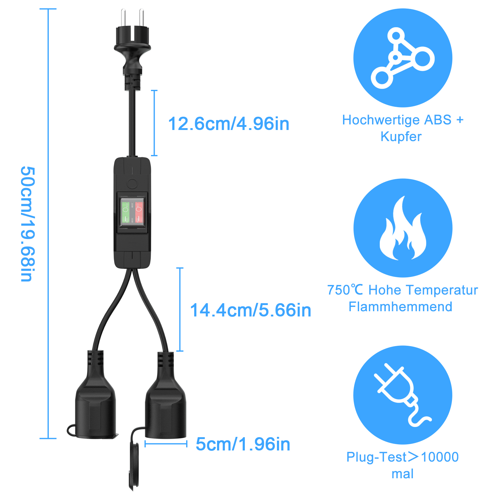 Double Plug Extension Cable 2  - Outdoor Power Inlet Box reseña y precio