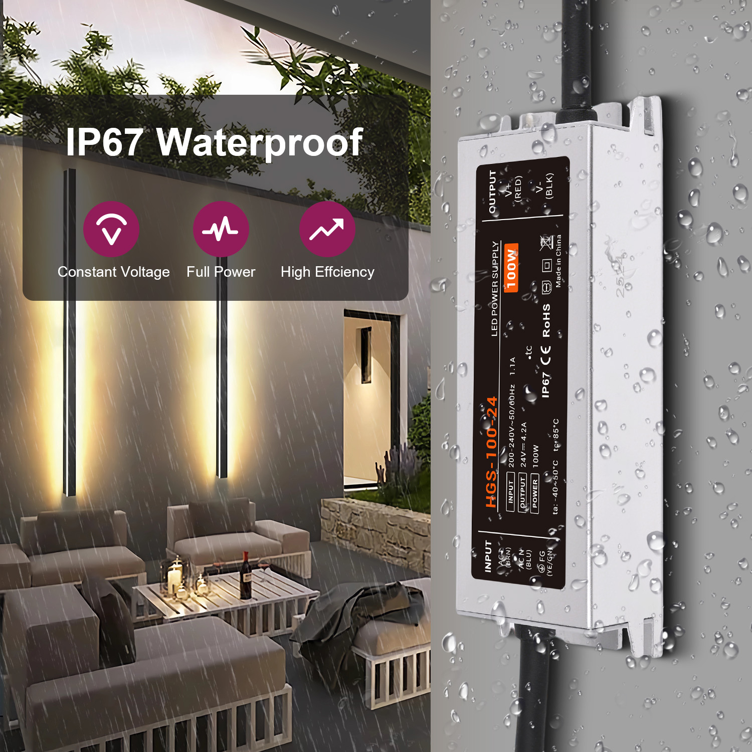 IP67 Waterproof LED Driver AC  - Outdoor Power Transformer reseña y precio