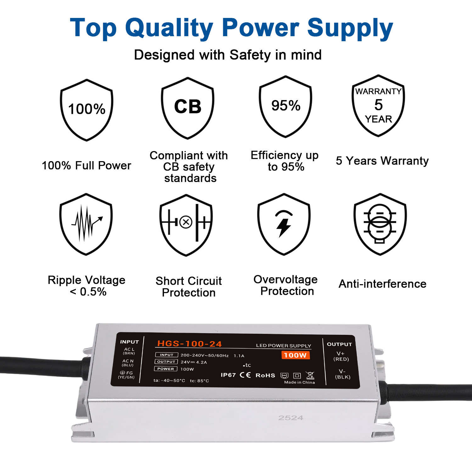 IP67 Waterproof LED Driver AC  - Outdoor Power Transformer reseña y precio