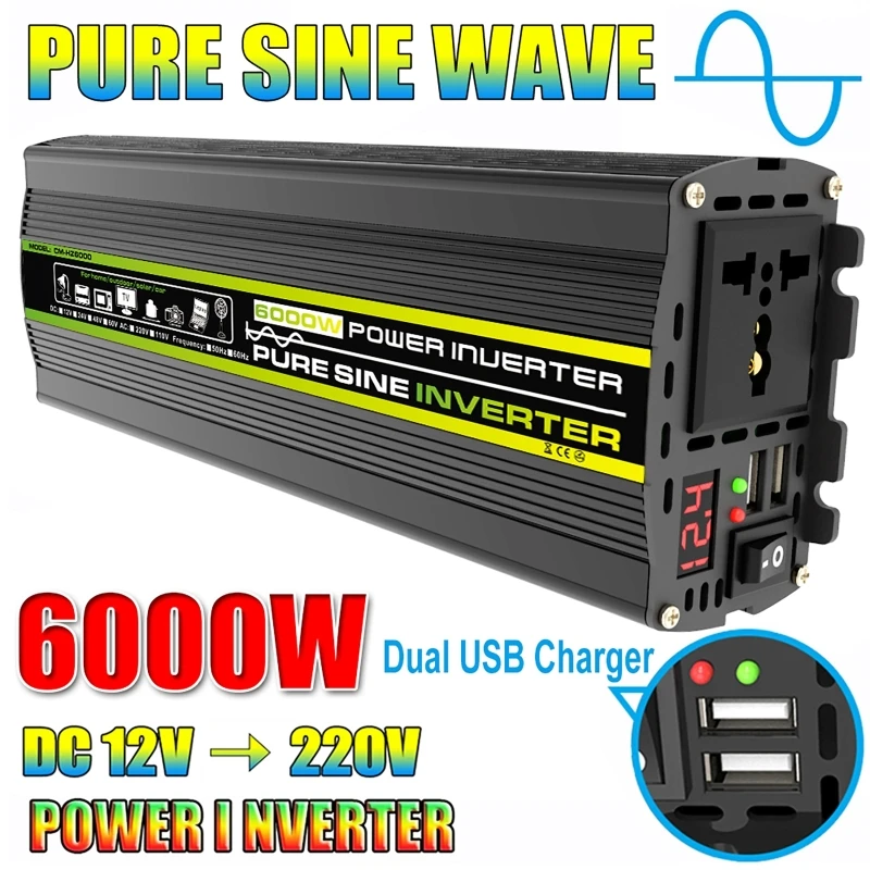 6000W DC12/24V to AC 220V Pure - Outdoor Power Transformer reseña y precio